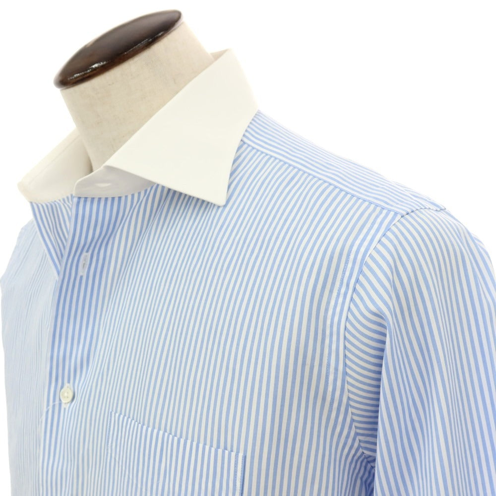 【中古】アザブテーラー azabu tailor コットン ストライプ クレリックシャツ ライトブルーxホワイト【 41 】【 状態ランクB 】【 メンズ 】