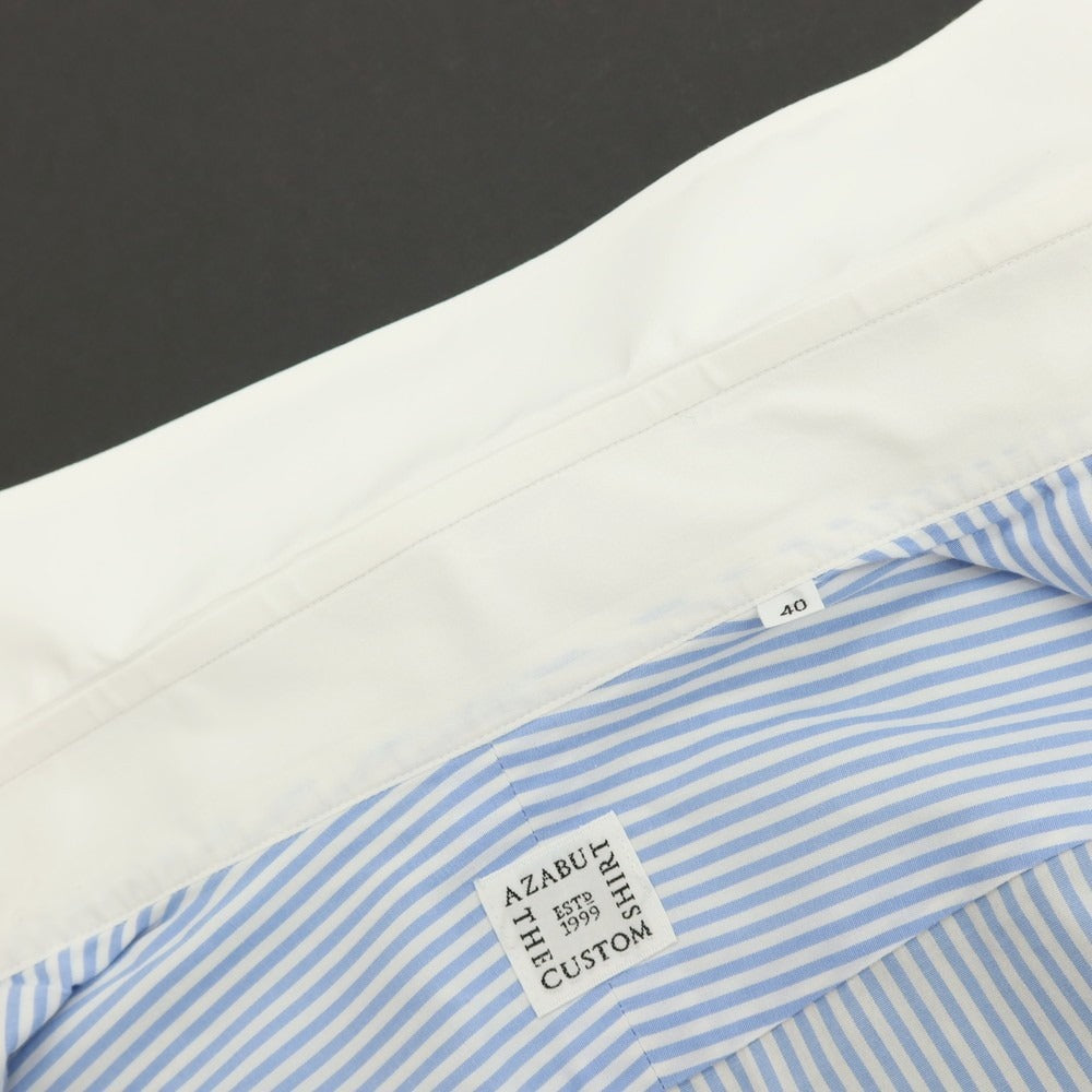 【中古】アザブテーラー azabu tailor コットン ストライプ クレリックシャツ ライトブルーxホワイト【 40 】【 状態ランクB 】【 メンズ 】