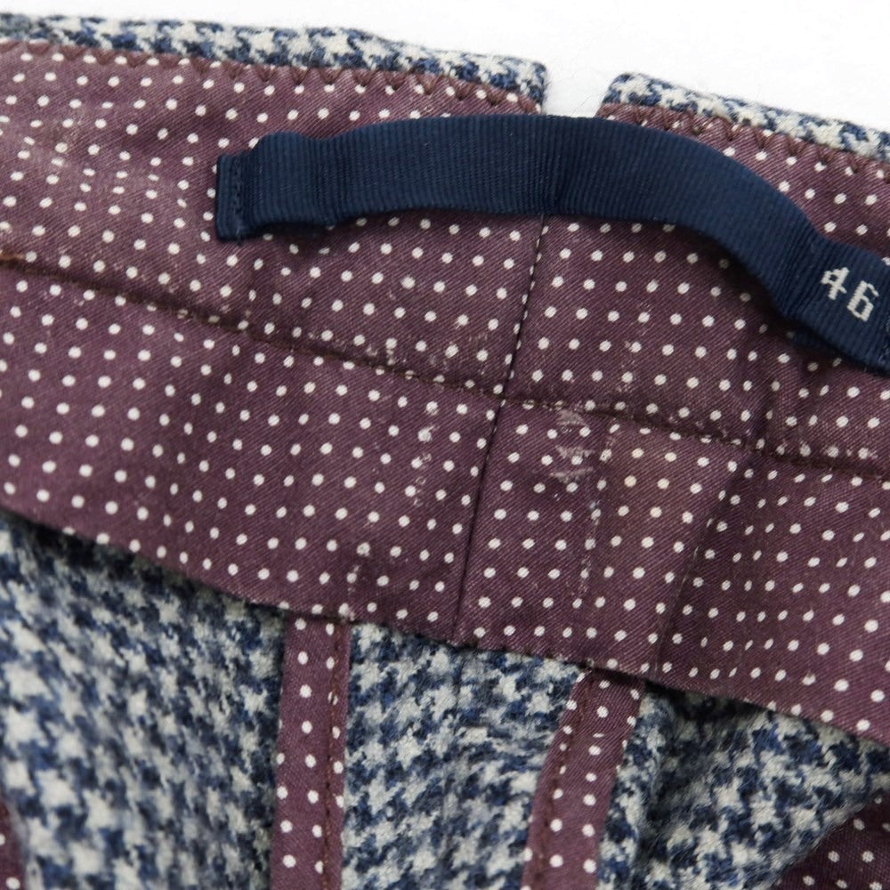 【中古】インコテックス INCOTEX ウール ハウンドトゥース ドレススラックスパンツ ネイビーxホワイト【 46 】【 状態ランクC 】【 メンズ 】