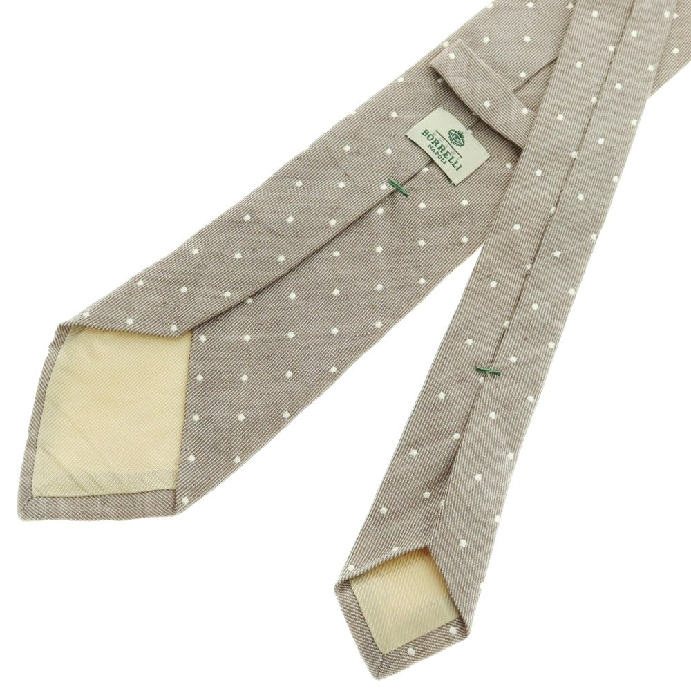 【中古】ルイジ ボレッリ Luigi Borrelli リネンコットン ドット柄ネクタイ アッシュブラウン【 状態ランクB 】【 メンズ 】