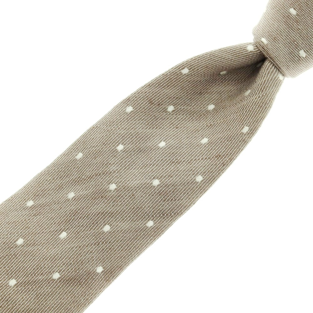 【中古】ルイジ ボレッリ Luigi Borrelli リネンコットン ドット柄ネクタイ アッシュブラウン【 状態ランクB 】【 メンズ 】