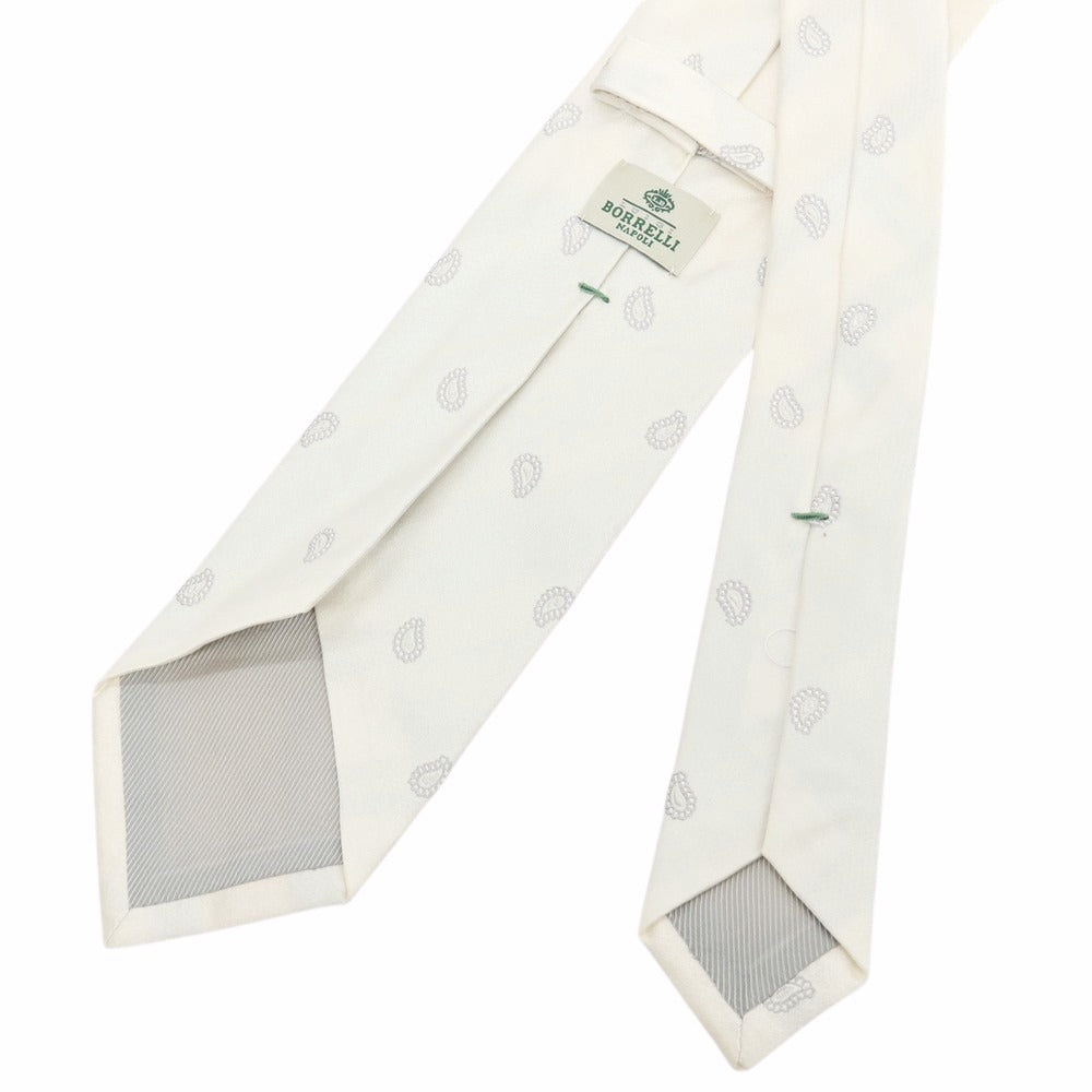 【中古】ルイジ ボレッリ Luigi Borrelli シルク ペイズリー柄ネクタイ アイボリー【 状態ランクB 】【 メンズ 】