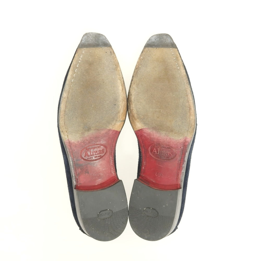 【中古】アルマス ALMAS スエード タッセルローファー ネイビー【サイズ40 1/2】【 状態ランクC 】【 メンズ 】