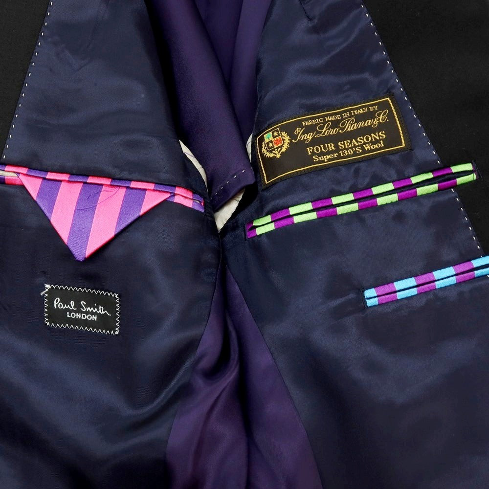 【中古】ポールスミス Paul Smith SUPER130’S ウール 2つボタンスーツ ブラック【 S 】【 状態ランクB 】【 メンズ 】