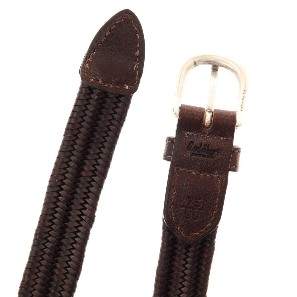【中古】サドラーズ Saddlers エラスティックレザー メッシュベルト ダークブラウン【 75/90 】【 状態ランクB 】【 メンズ 】