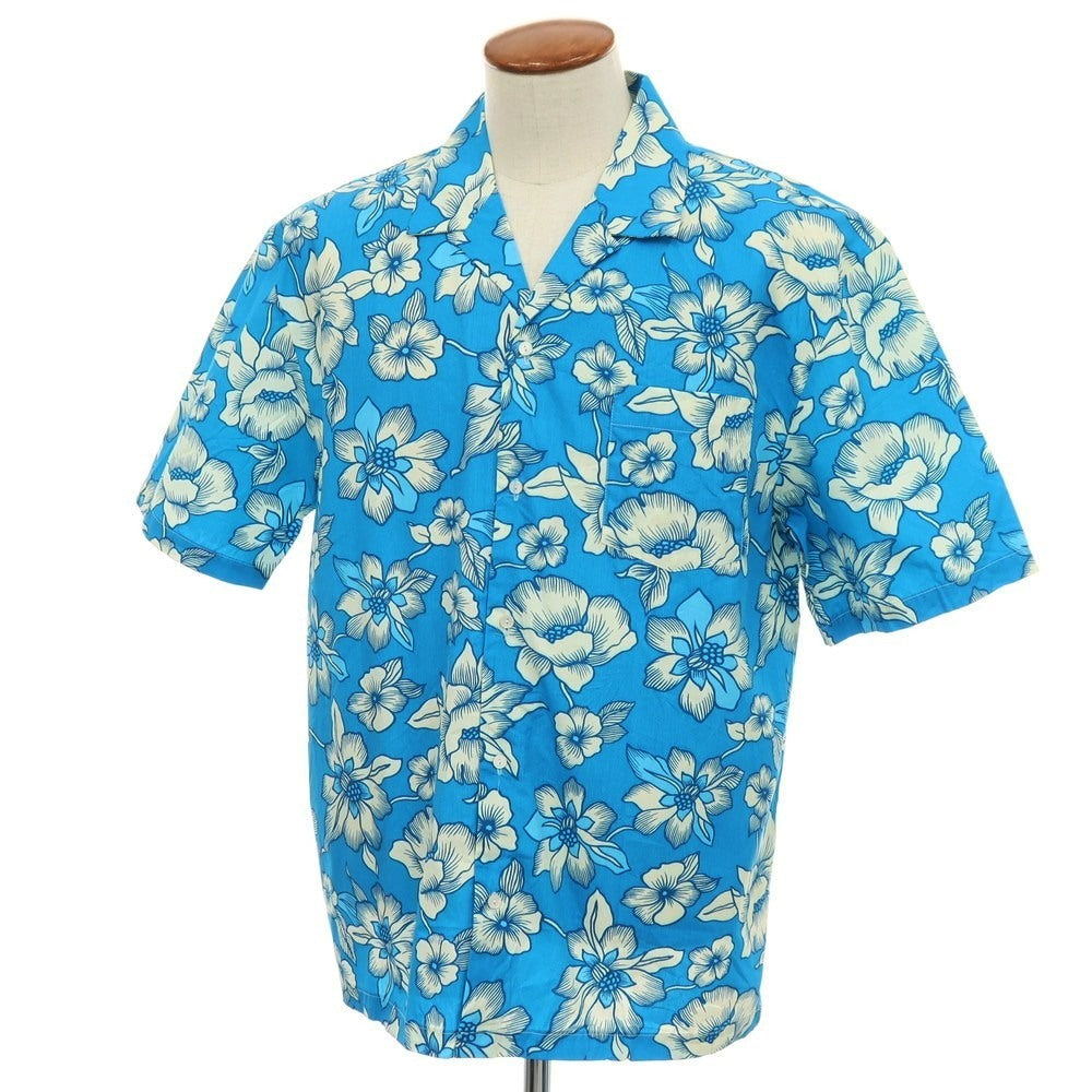【中古】ヨーン ユーン ユン YOON コットン フラワー プリント オープンカラー 半袖シャツ ブルーxホワイト【サイズ48】【 状態ランクB 】【 メンズ 】