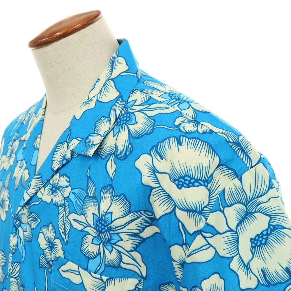 【中古】ヨーン ユーン ユン YOON コットン フラワー プリント オープンカラー 半袖シャツ ブルーxホワイト【サイズ48】【 状態ランクB 】【 メンズ 】