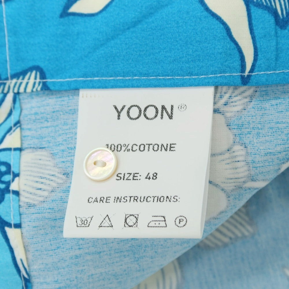 【中古】ヨーン ユーン ユン YOON コットン フラワー プリント オープンカラー 半袖シャツ ブルーxホワイト【サイズ48】【 状態ランクB 】【 メンズ 】