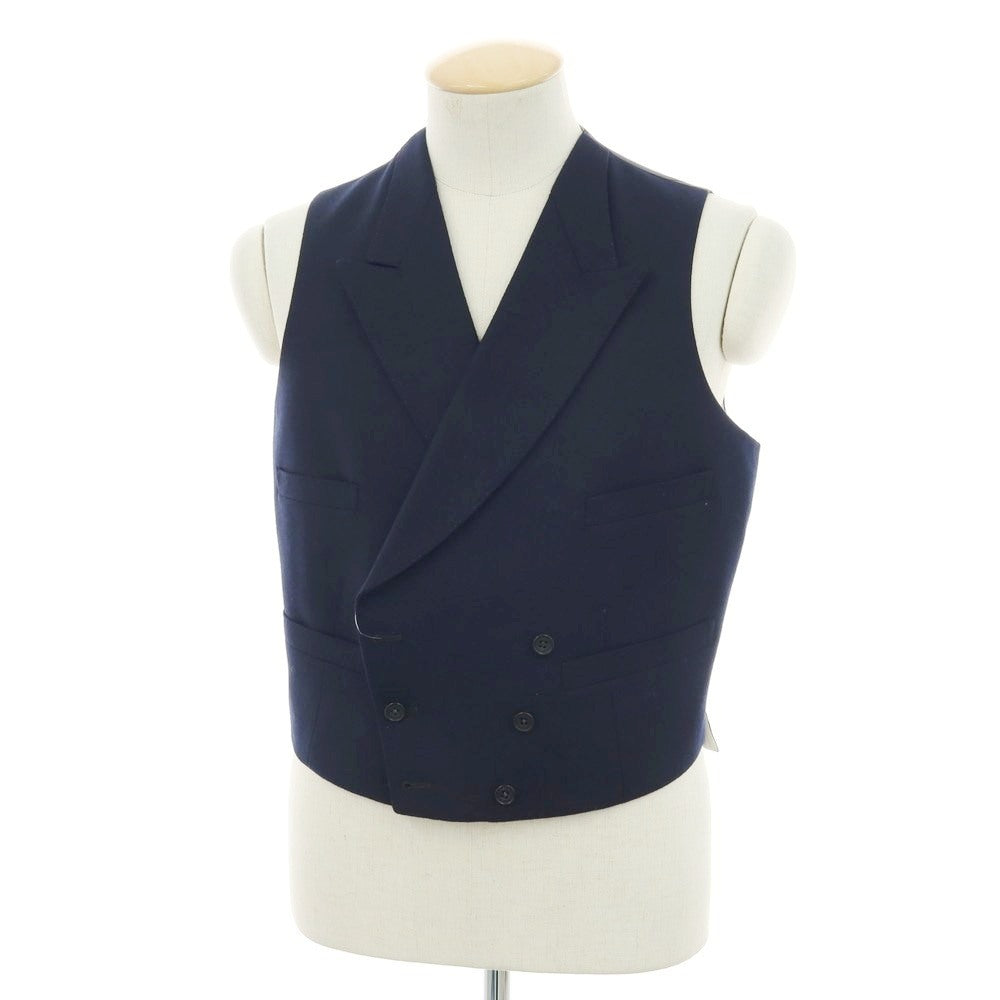 【中古】バタクハウスカット batak house cut ウール ダブル6B ドレス系ジレ ベスト ネイビー【 34 】【 状態ランクB 】【 メンズ 】