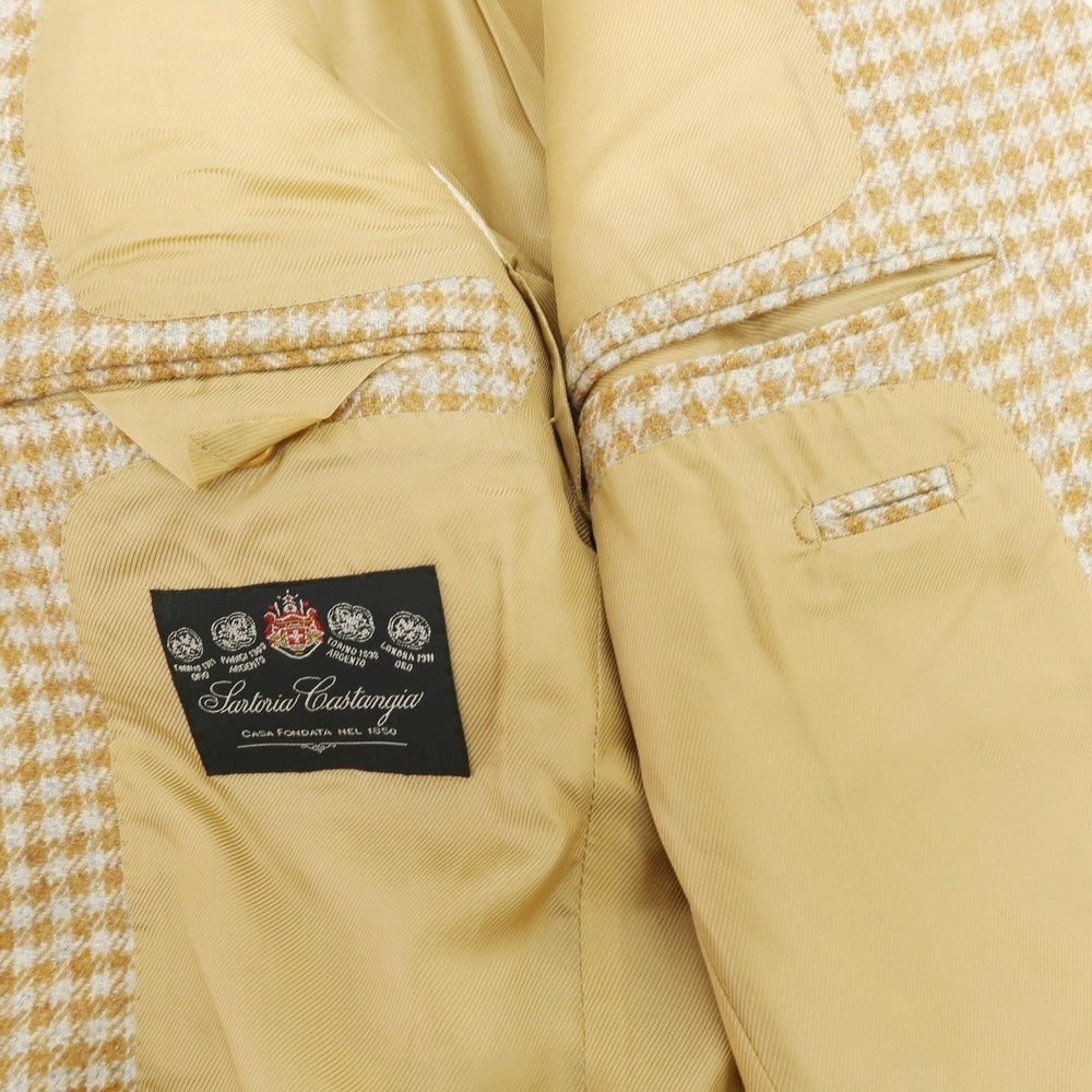 【中古】サルトリア カスタンジア Sartoria Castangia ウール チェック 3B カジュアルジャケット オレンジブラウン系【 42 】【 状態ランクD 】【 メンズ 】