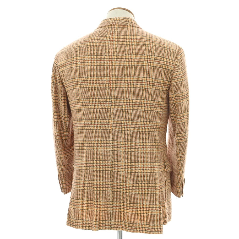 【中古】フランコ プリンツィバリー FRANCO PRINZIVALLI カシミヤ チェック 3B カジュアルジャケット オレンジ【 48 】【 状態ランクB 】【 メンズ 】