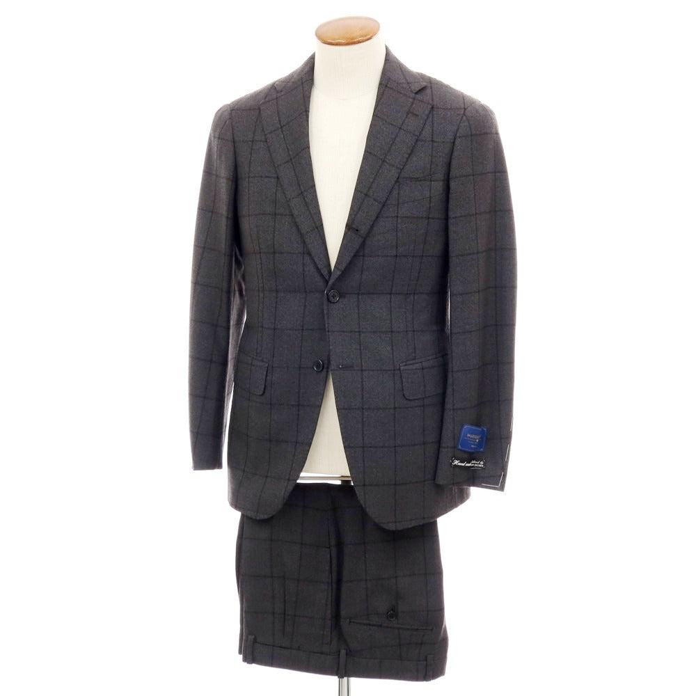 【中古】【未使用】ビームスエフ BEAMS F ウール チェック 3つボタンスーツ ダークグレーxブラック【 46 】【 状態ランクS 】【 メンズ 】