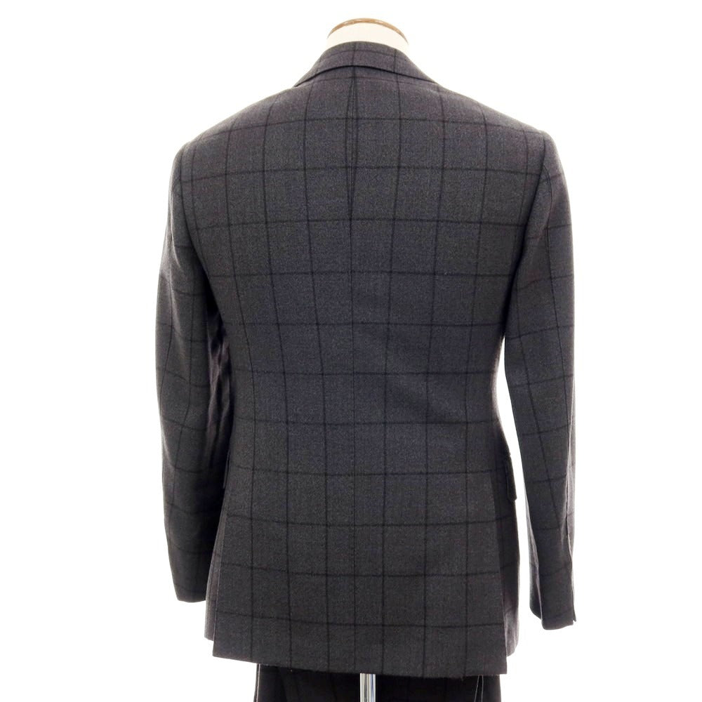 【中古】【未使用】ビームスエフ BEAMS F ウール チェック 3つボタンスーツ ダークグレーxブラック【 46 】【 状態ランクS 】【 メンズ 】