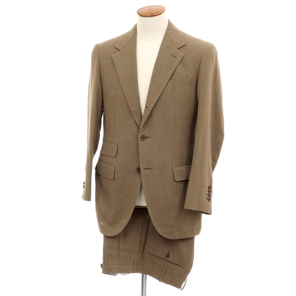 【中古】カモシタ camoshita リネンコットン 3つボタンスーツ ブラウン【サイズ46】【 状態ランクB 】【 メンズ 】