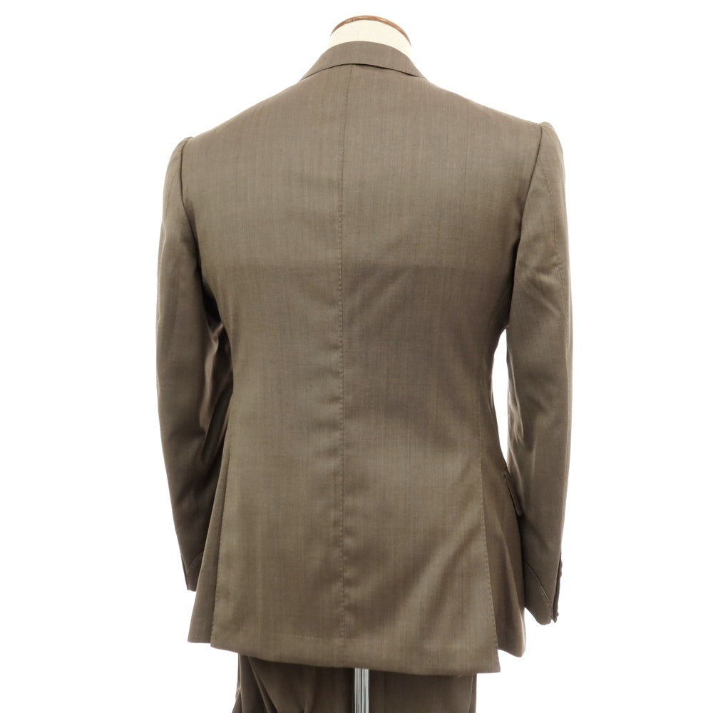 【中古】ユニバーサルランゲージ UNIVERSAL LANGUAGE ウールシルク ヘリンボーン 6B ダブルスーツ ブラウン【サイズ48】【 状態ランクA 】【 メンズ 】