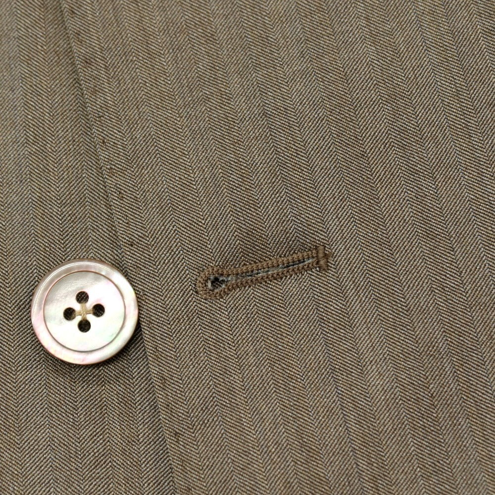 【中古】ユニバーサルランゲージ UNIVERSAL LANGUAGE ウールシルク ヘリンボーン 6B ダブルスーツ ブラウン【サイズ48】【 状態ランクA 】【 メンズ 】