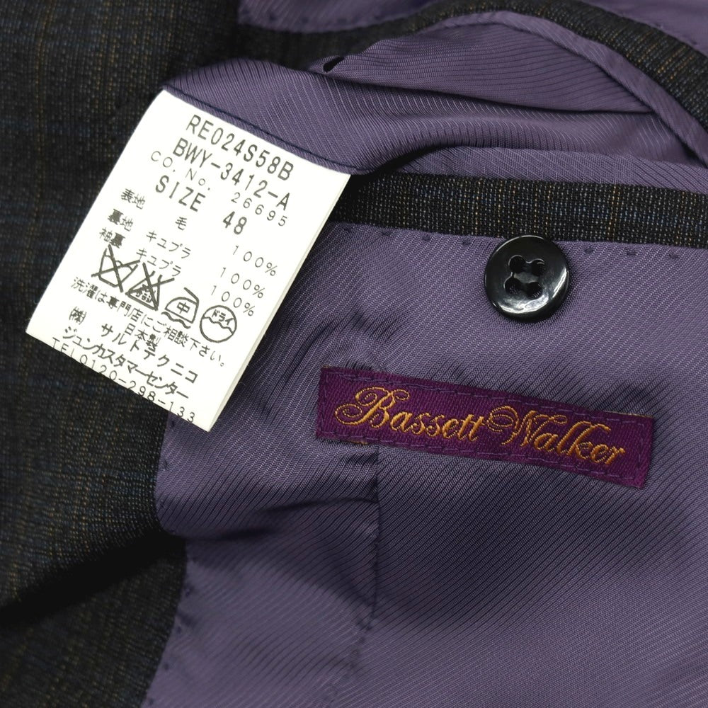 【SALE30%OFF/返品不可】【中古】バセットウォーカー BASSETT WALKER ウール チェック 3つボタンスーツ グレー【 サイズ48 】【 状態ランクB 】【 メンズ 】