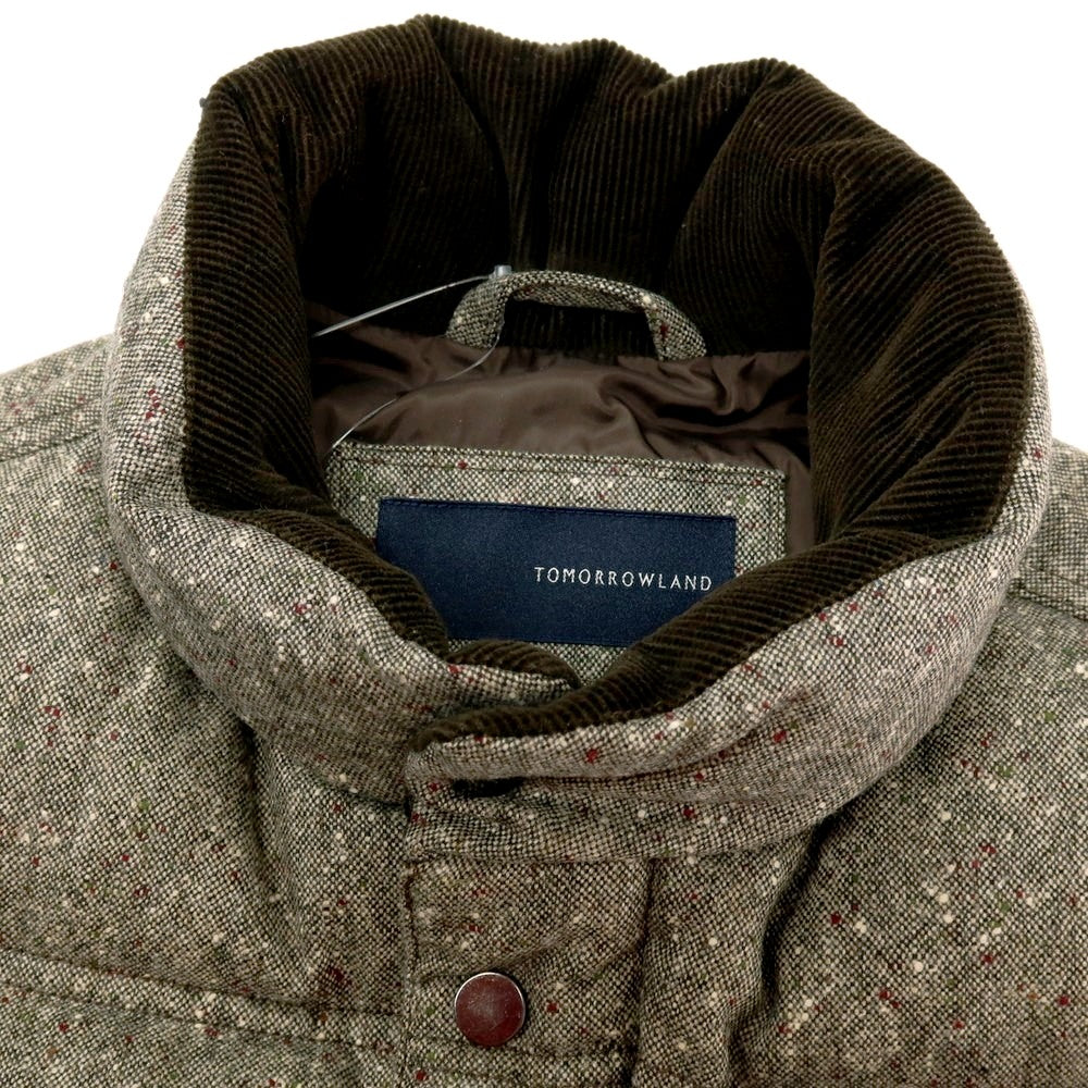 【中古】トゥモローランド TOMORROWLAND ウール スタンドカラー ダウンベスト ブルゾン グレーxホワイト【 M 】【 状態ランクB 】【 メンズ 】