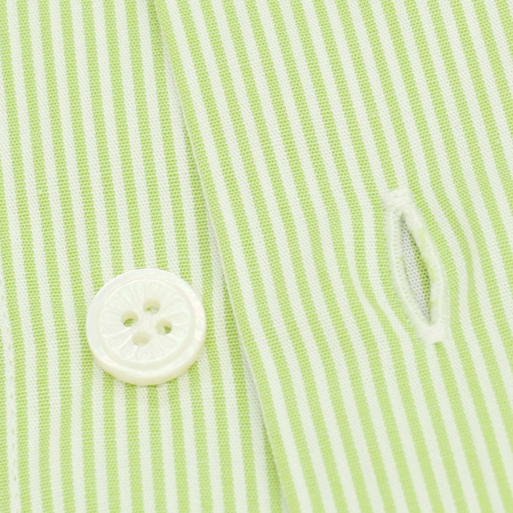 【中古】バルバ ダンディライフ BARBA DANDY LIFE コットン カジュアルシャツ ライトグリーンxホワイト【 38 】【 状態ランクB 】【 メンズ 】