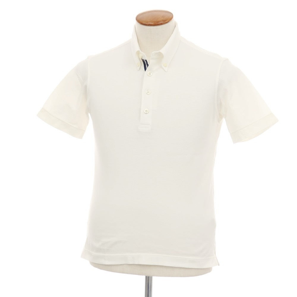 【中古】トゥモローランド TOMORROWLAND 鹿の子 コットン ボタンダウン 半袖ポロシャツ ホワイト【サイズM】【 状態ランクB 】【 メンズ 】