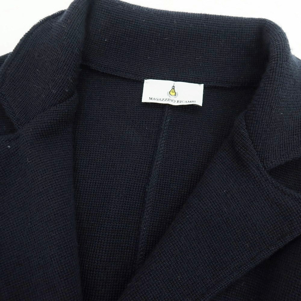 【中古】マガジーノ リカンビ MAGAZZINO RICAMBI ウールアクリル ダブル6B ニットジャケット ネイビー【 48 】【 状態ランクB 】【 メンズ 】