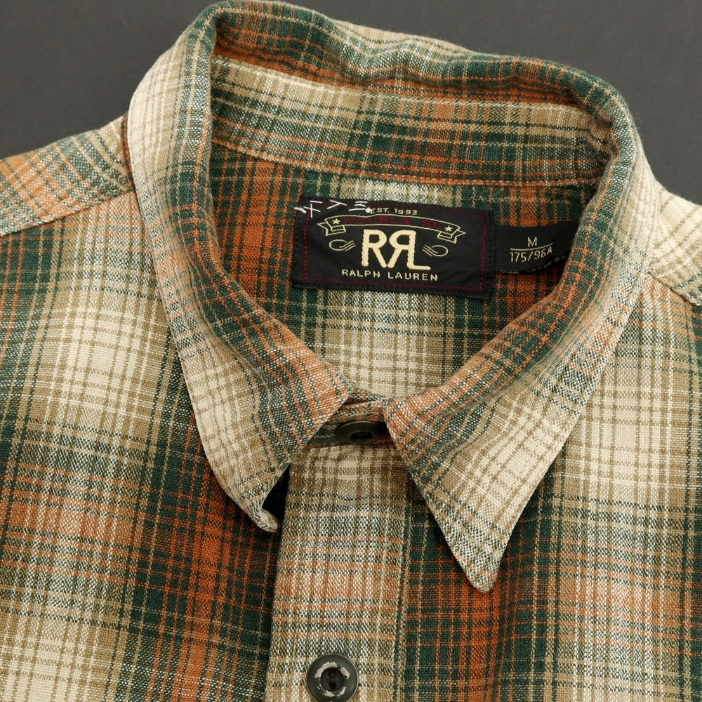 【中古】ダブルアールエル RRL DOUBLE RL コットン チェック カジュアルシャツ ベージュxグリーン系【 M 】【 状態ランクB 】【 メンズ 】