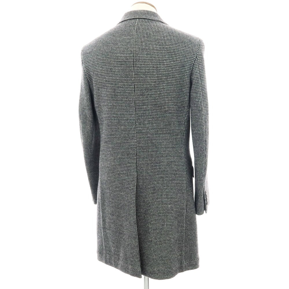 【中古】テツヤ カンダ TETSUYA KANDA dondi jersey ウールカシミヤ ハウンドトゥース柄 チェスターフィールドコート グレーxブラック【 48 】【 状態ランクA 】【 メンズ 】