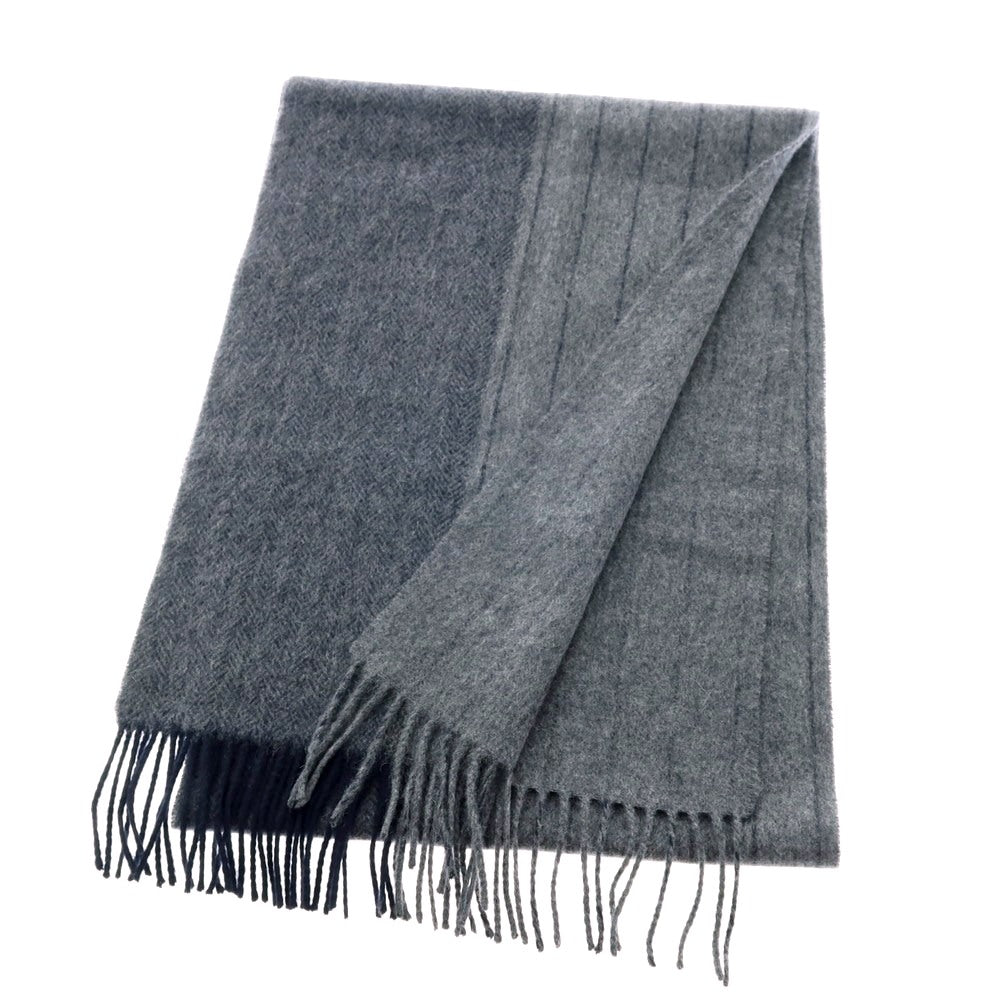 【中古】フェアファクス FAIRFAX ウール系 ストライプ マフラー グレー【 状態ランクB 】【 メンズ 】