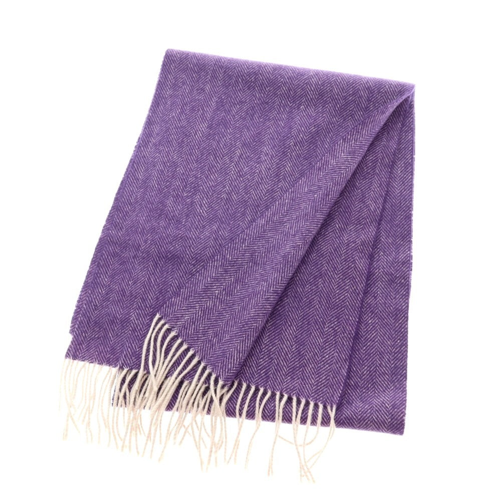 【中古】エディフィス EDIFICE ウール系 ヘリンボーン マフラー パープル【 状態ランクB 】【 メンズ 】