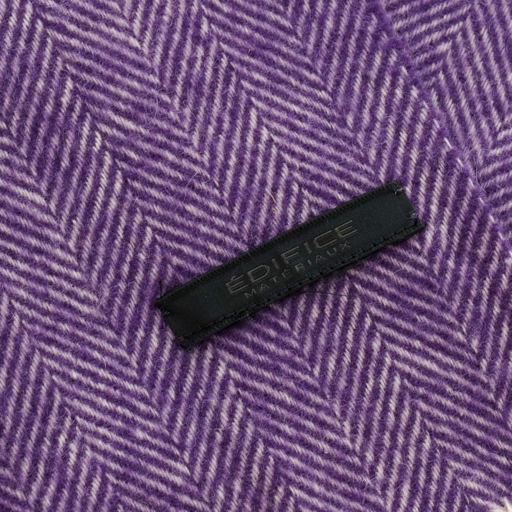 【中古】エディフィス EDIFICE ウール系 ヘリンボーン マフラー パープル【 状態ランクB 】【 メンズ 】