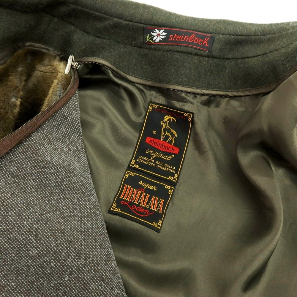 【中古】スタインボック Steinbock ウールアルパカ ファーライナー付 ステンカラーコート オリーブ【 50 】【 状態ランクB 】【 メンズ 】
