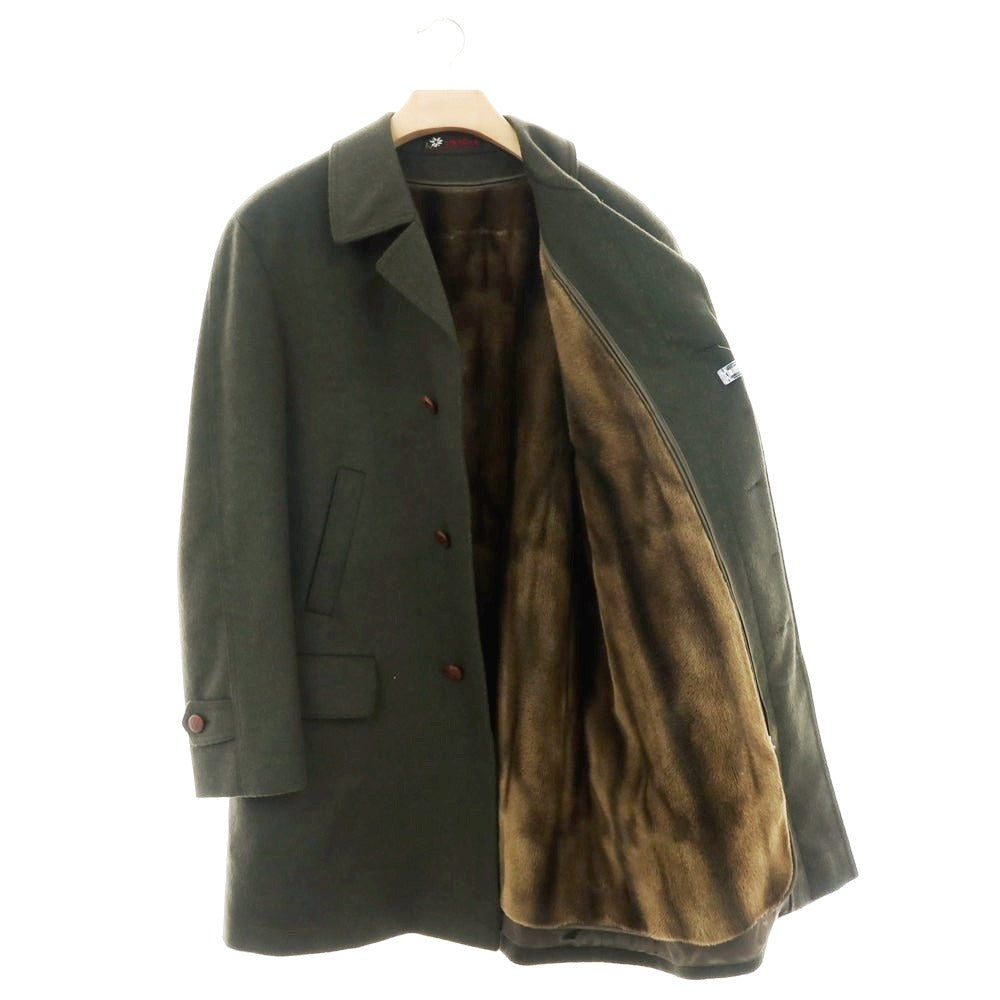 【中古】スタインボック Steinbock ウールアルパカ ファーライナー付 ステンカラーコート オリーブ【 50 】【 状態ランクB 】【 メンズ 】