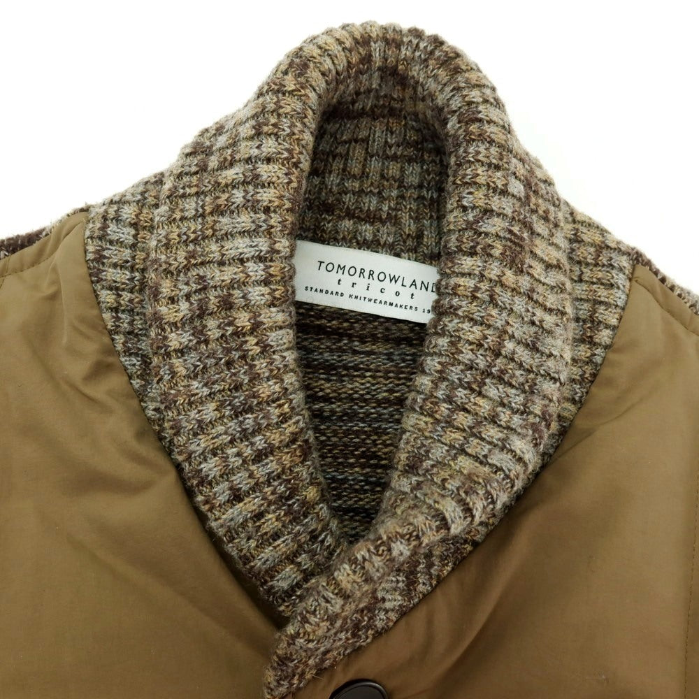 【中古】トゥモローランド TOMORROWLAND ナイロン ニット ショールカラー ダウンジャケット ブラウン【 S 】【 状態ランクC 】【 メンズ 】