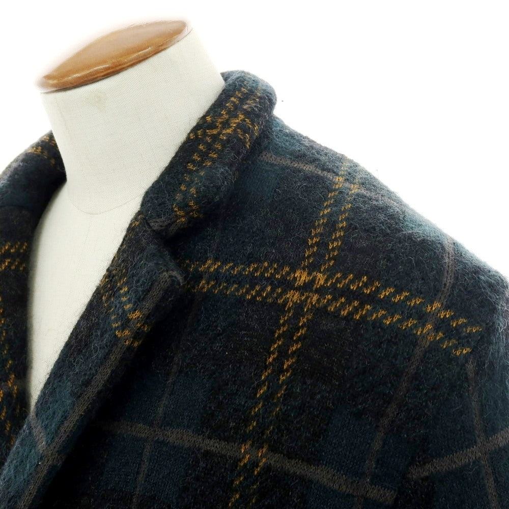 【中古】トゥモローランド TOMORROWLAND モヘヤナイロンコットンウール チェック ダブル6B ニットジャケット グリーンxブラック【 M 】【 状態ランクB 】【 メンズ 】