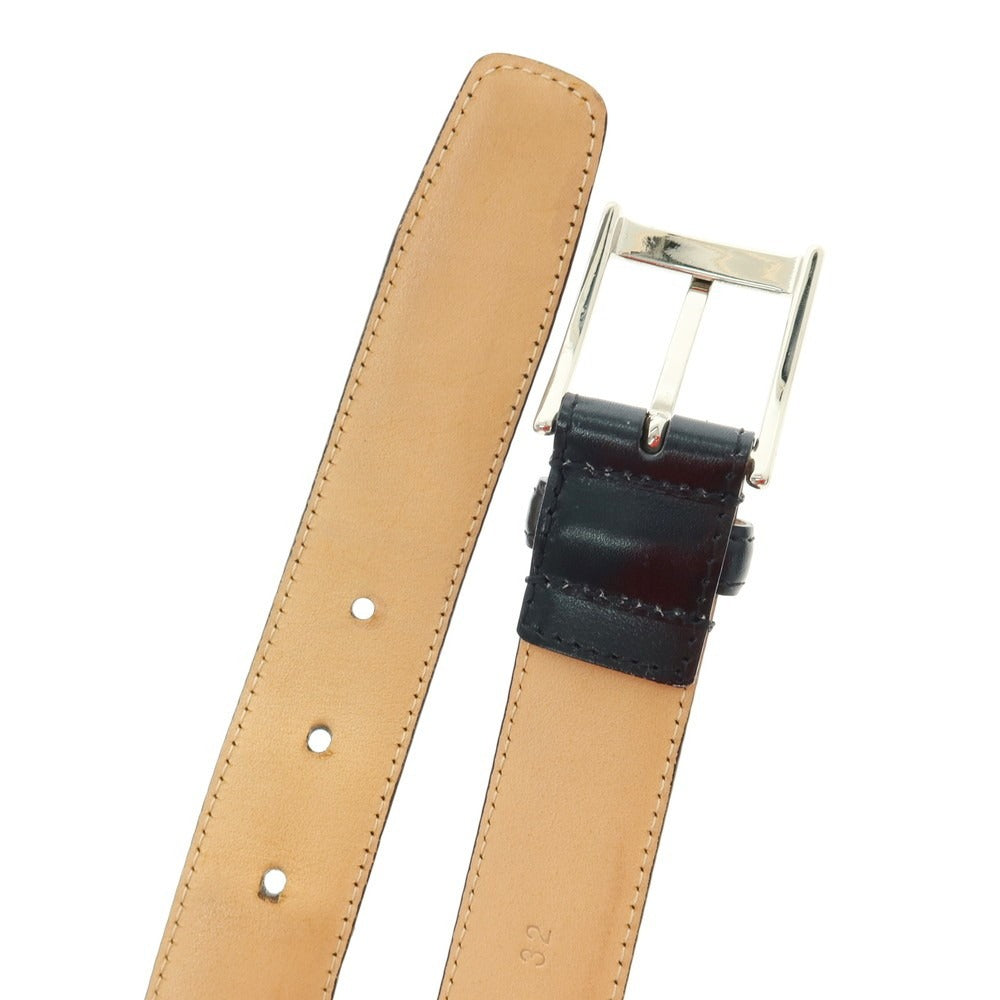 【中古】クロケットアンドジョーンズ CROCKETT&JONES レザー ベルト ブラックxシルバー【 32 】【 状態ランクB 】【 メンズ 】