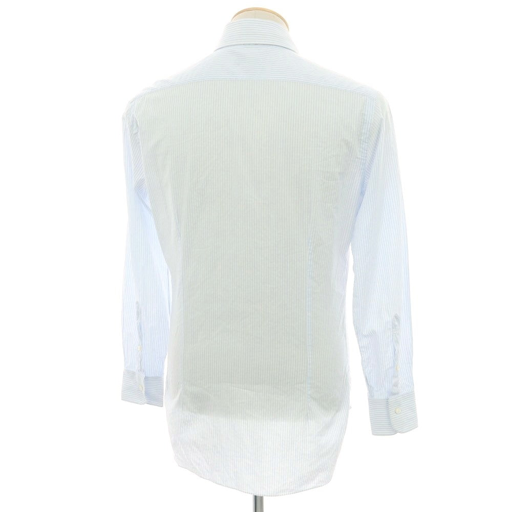 【中古】バルバ BARBA コットン ストライプ ワイドカラー ドレスシャツ ホワイトxブルー【 37 】【 状態ランクC 】【 メンズ 】