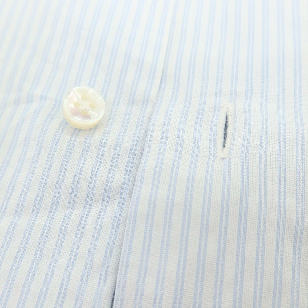 【中古】バルバ BARBA コットン ストライプ ワイドカラー ドレスシャツ ホワイトxブルー【 37 】【 状態ランクC 】【 メンズ 】