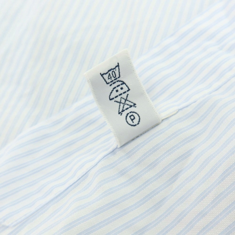 【中古】バルバ BARBA コットン ストライプ ワイドカラー ドレスシャツ ホワイトxブルー【 37 】【 状態ランクC 】【 メンズ 】