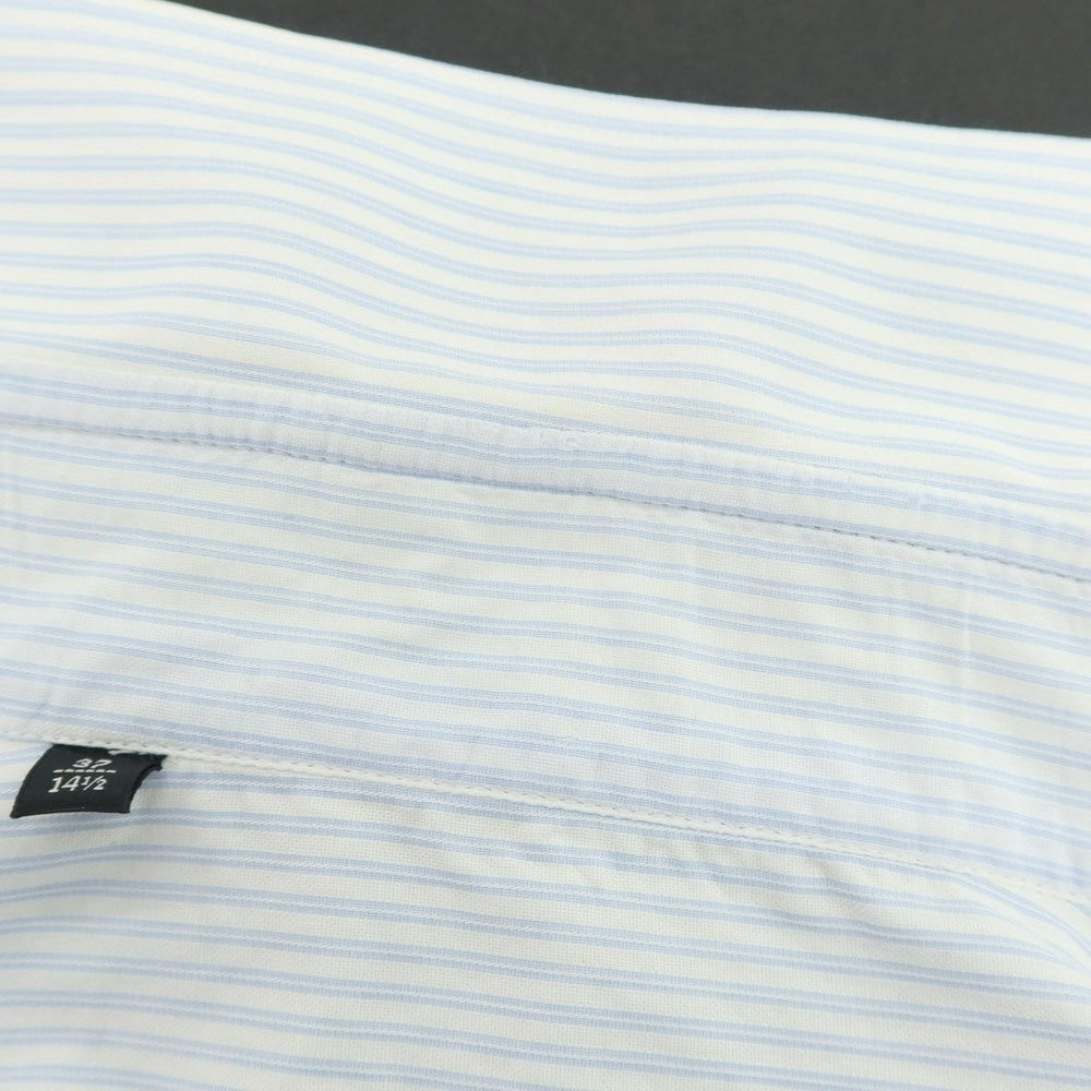【中古】バルバ BARBA コットン ストライプ ワイドカラー ドレスシャツ ホワイトxブルー【 37 】【 状態ランクC 】【 メンズ 】