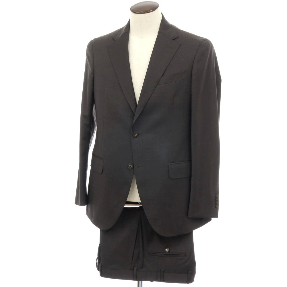 【中古】ルイジ ビアンキ マントヴァ Luigi Bianchi Mantova ウール 2つボタンスーツ アッシュブラウンxブラック【サイズ50】【 状態ランクB 】【 メンズ 】