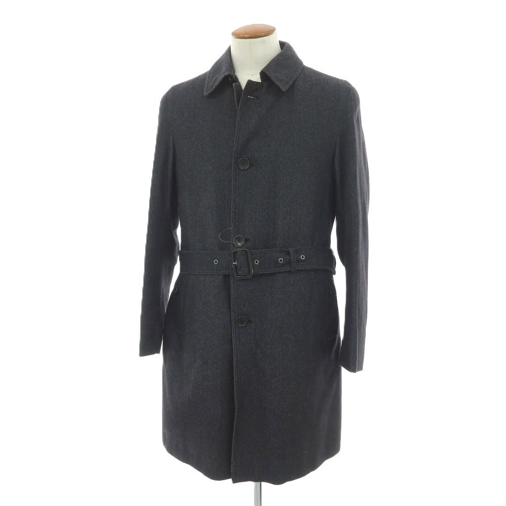 【中古】ヘルノ Herno ウールコットン ステンカラーコート ブラックxグレー【 46 】【 状態ランクC 】【 メンズ 】