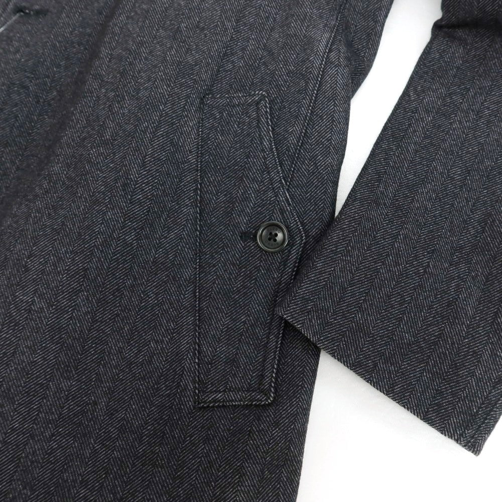 【中古】ヘルノ Herno ウールコットン ステンカラーコート ブラックxグレー【 46 】【 状態ランクC 】【 メンズ 】