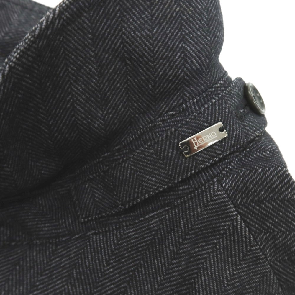 【中古】ヘルノ Herno ウールコットン ステンカラーコート ブラックxグレー【 46 】【 状態ランクC 】【 メンズ 】
