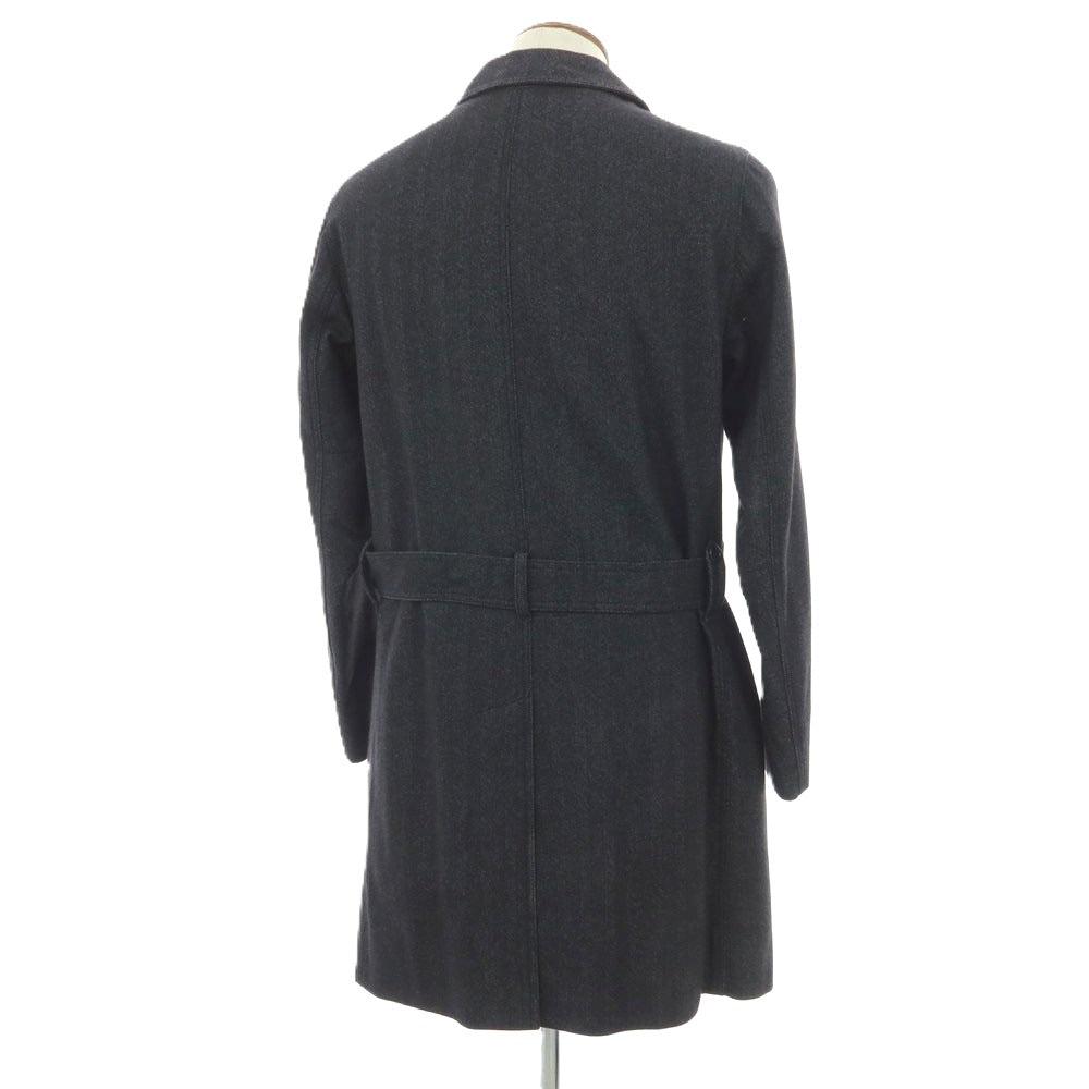 【中古】ヘルノ Herno ウールコットン ステンカラーコート ブラックxグレー【 46 】【 状態ランクC 】【 メンズ 】