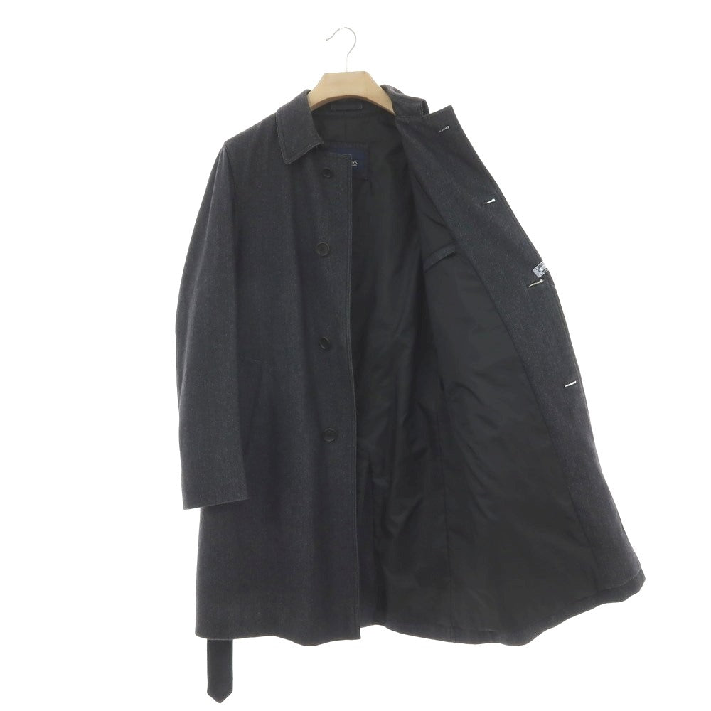 【中古】ヘルノ Herno ウールコットン ステンカラーコート ブラックxグレー【 46 】【 状態ランクC 】【 メンズ 】