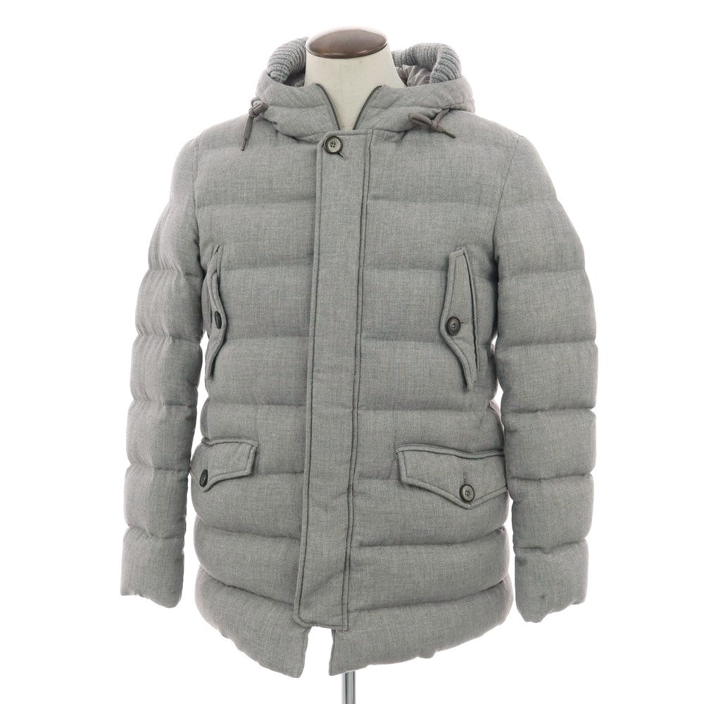 【中古】ヘルノ Herno レーヨンウール フーデッド ダウンジャケット グレー【 50 】【 状態ランクB 】【 メンズ 】