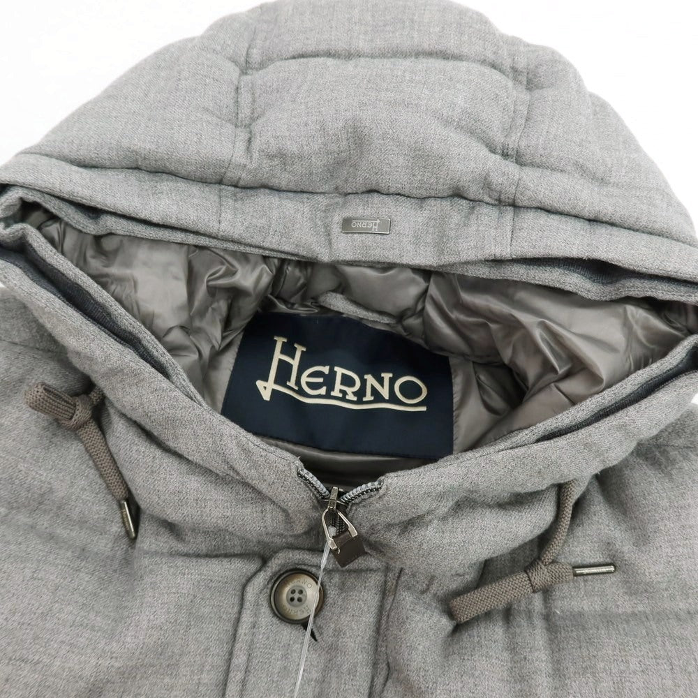 【中古】ヘルノ Herno レーヨンウール フーデッド ダウンジャケット グレー【 50 】【 状態ランクB 】【 メンズ 】