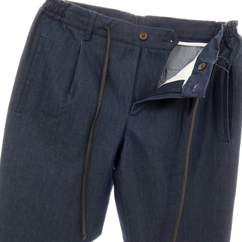 【中古】ベルナルド ジュスティ BERNARDO GIUSTI ストレッチ コットンナイロン イージースラックスパンツ ネイビー【サイズ46】【 状態ランクB 】【 メンズ 】