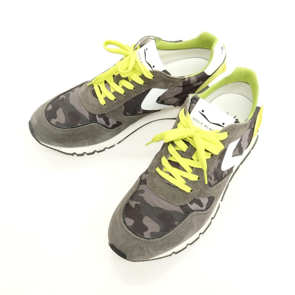 【中古】ボイルブランシェ VOILE BLANCHE スエード ナイロン カモフラージュ柄 スニーカー ダークグレーxイエロー【サイズ42】【 状態ランクB 】【 メンズ 】