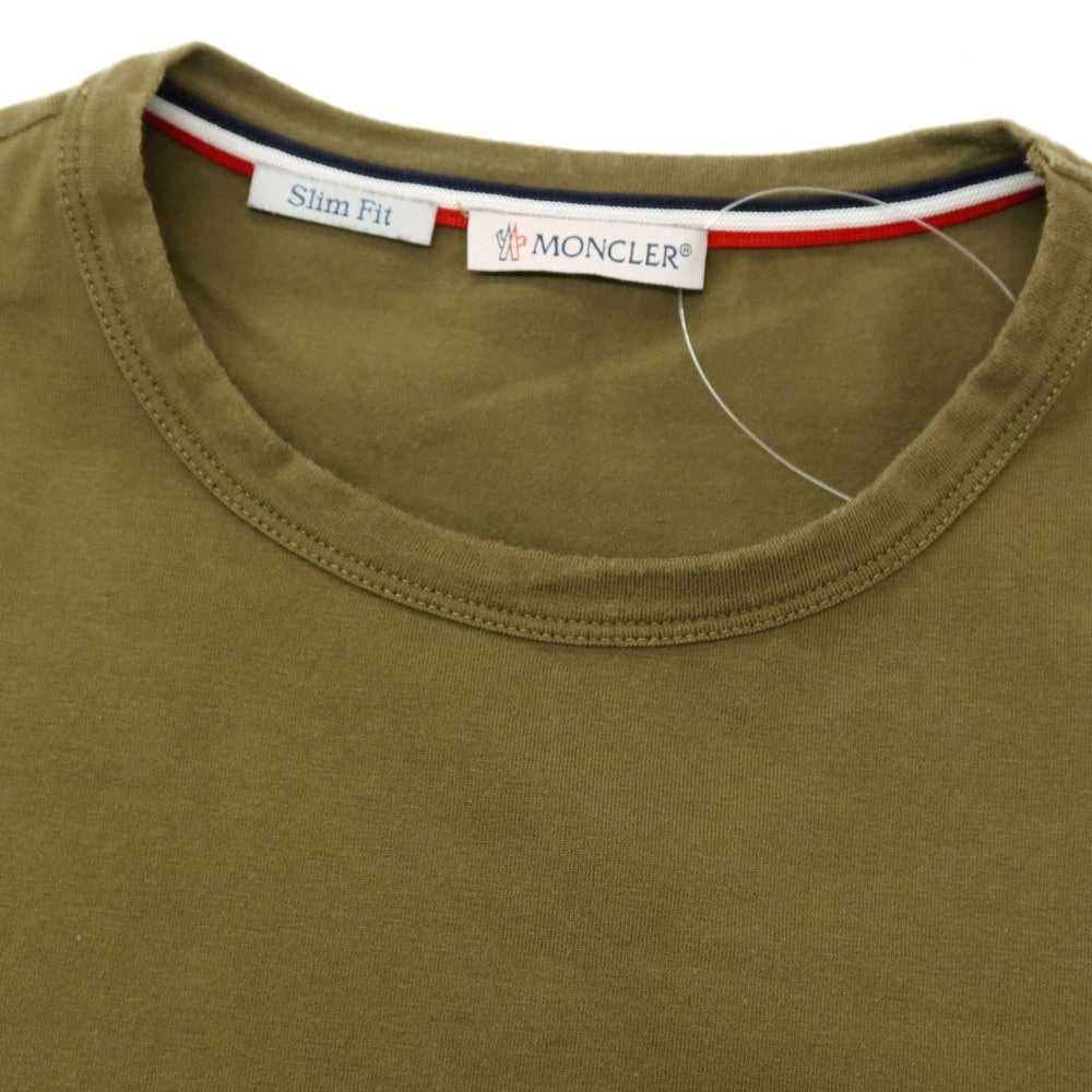 【中古】モンクレール MONCLER コットンポリウレタン クルーネック 半袖Tシャツ オリーブ【サイズS】【 状態ランクB 】【 メンズ 】
